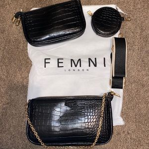 Femni London crossbody black leather